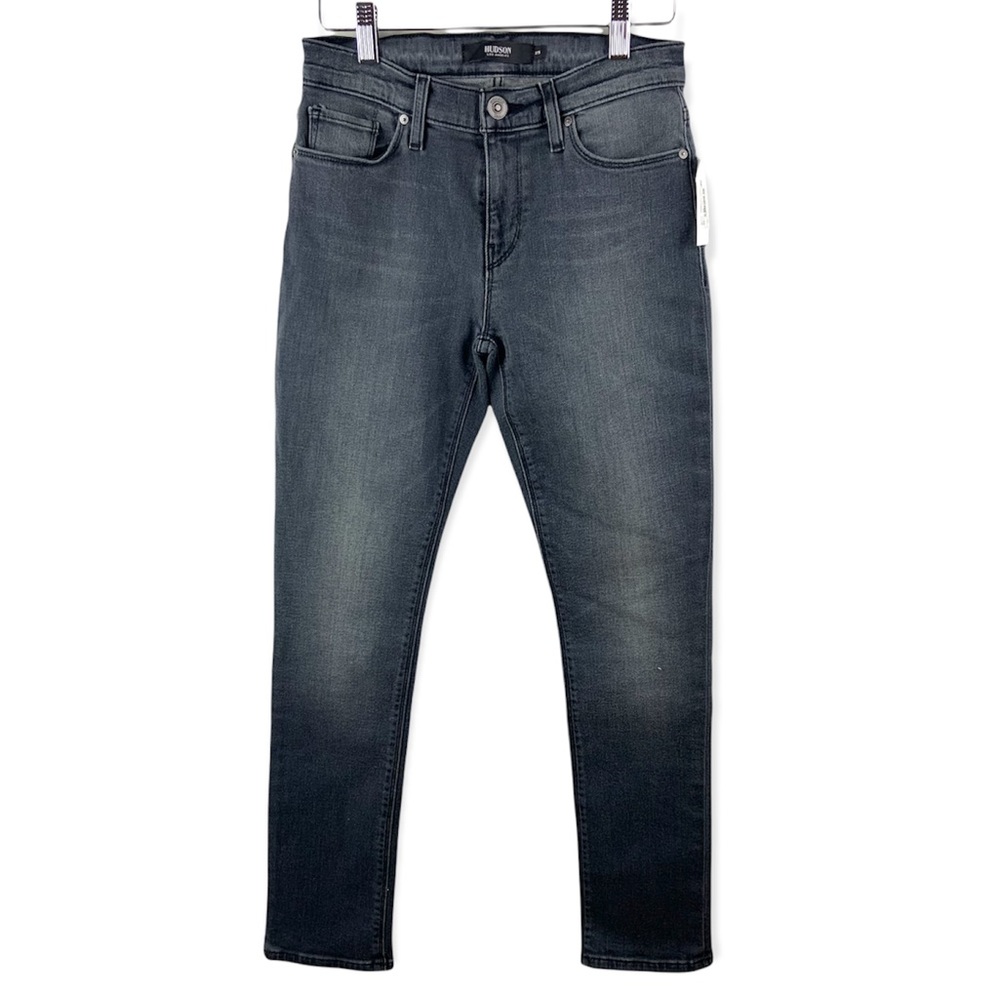 HUDSON Grey Black Nico Mid-Rise Super Skinny Ankle Stretch Jeans - Picture 4 of 12